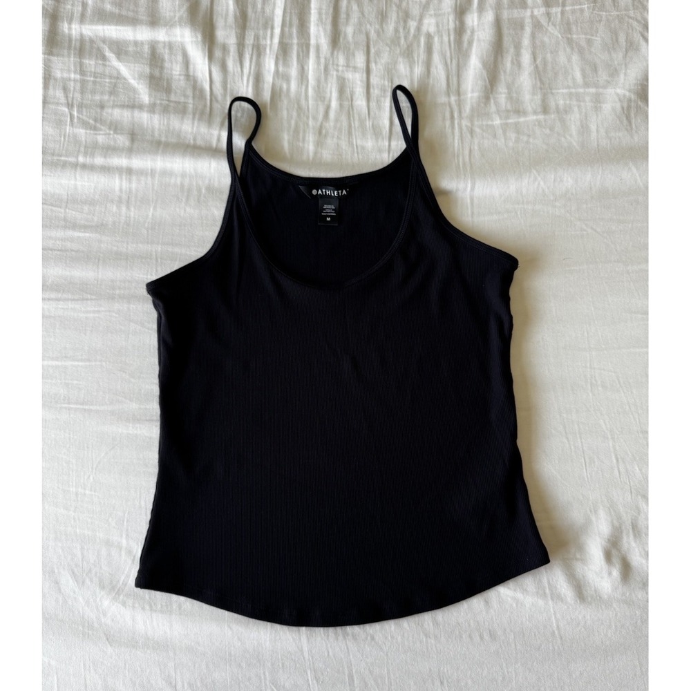 Athleta Tank Top Women's Medium Solid Black Spaghetti Strap Stretchy Cami